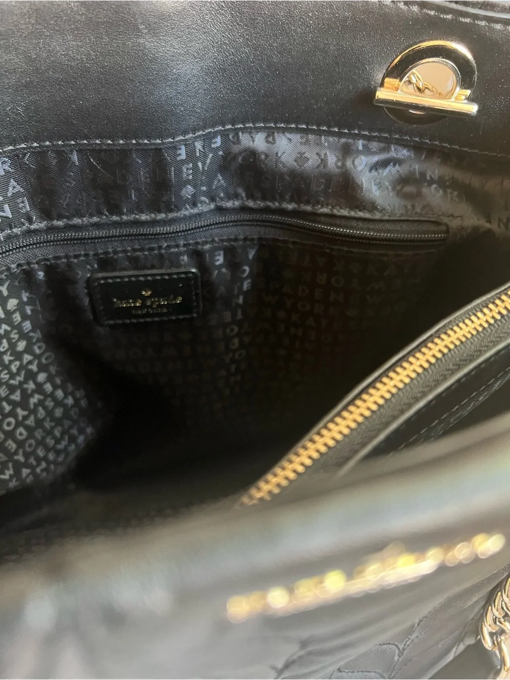 Kate Spade New York Briar Lane Willis Black Quilted Leather Chain Tote Bag NWOT